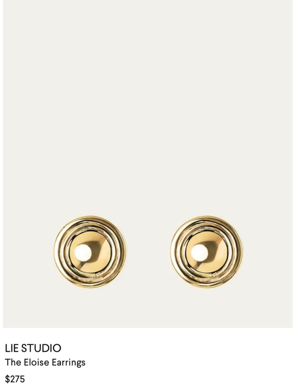 NIB • Lié Studio Eloise Earring in Sterling Silver (Gold color)